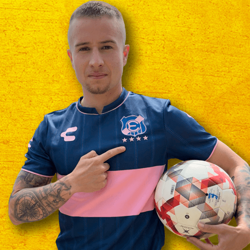 Camiseta Everton azul y rosada Octubre 2024