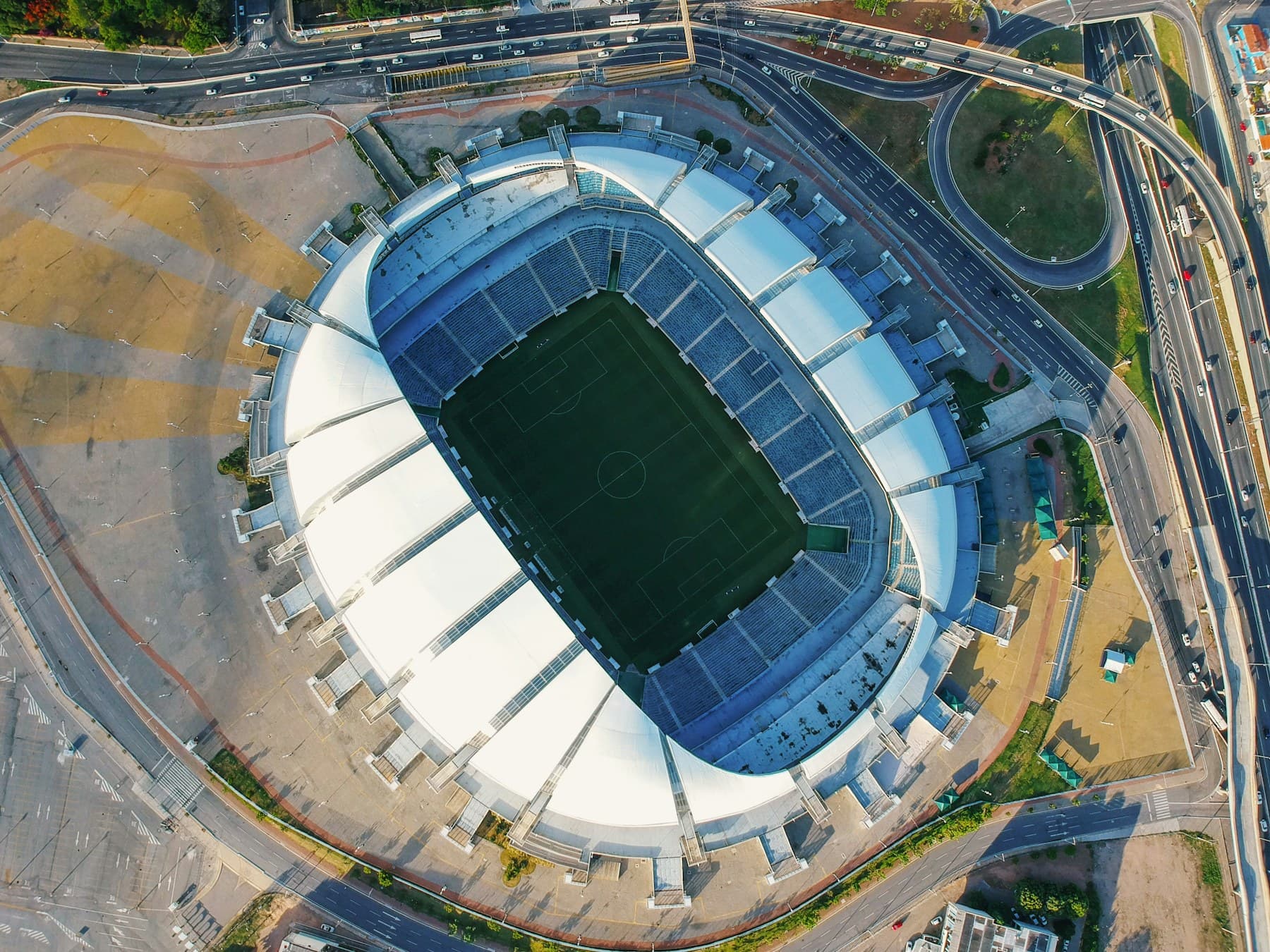Vista aérea de un estadio de fútbol